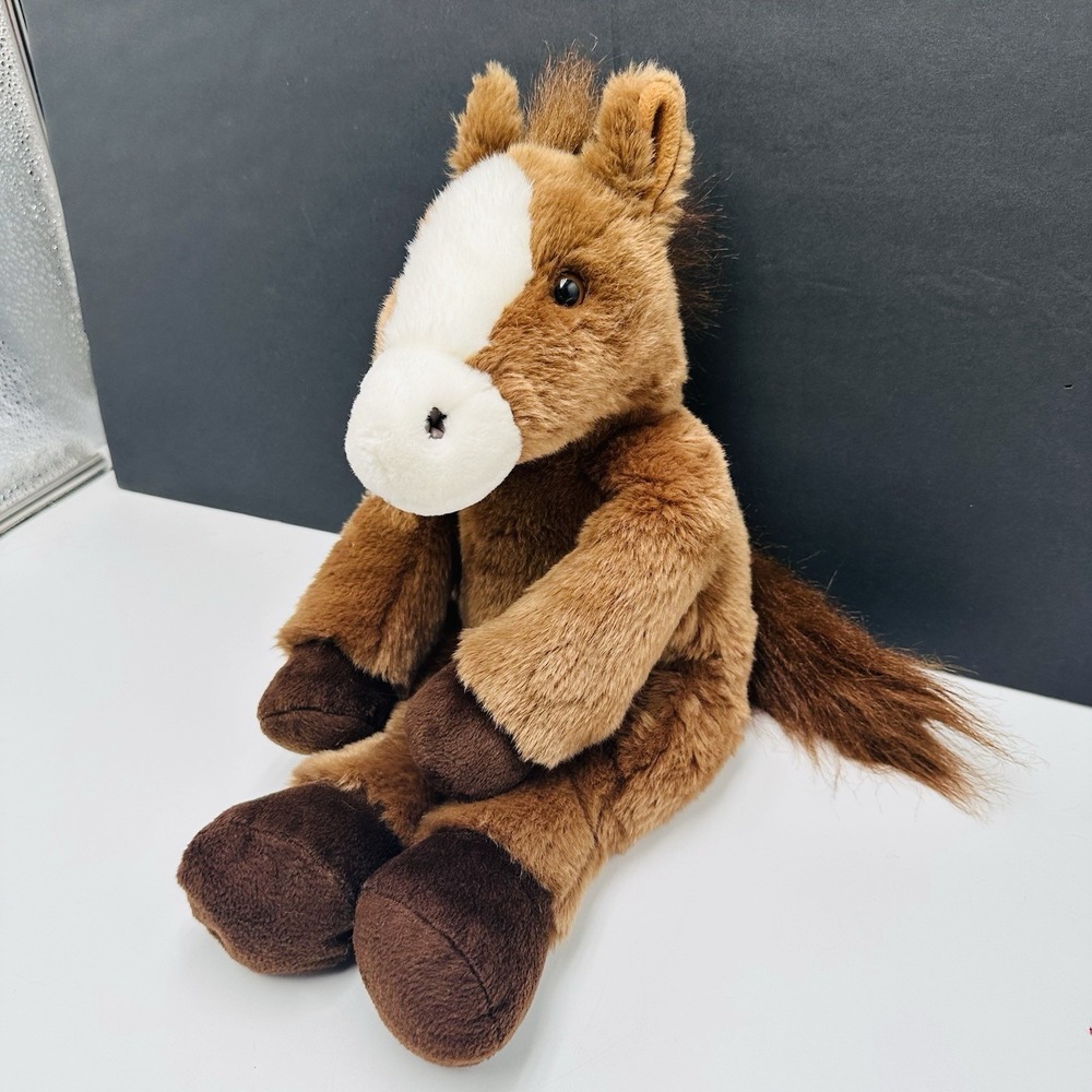 Build a Bear Horse Plush Floppy Brown & White Stuffed Pony 18" w/ Nay Sound BAB